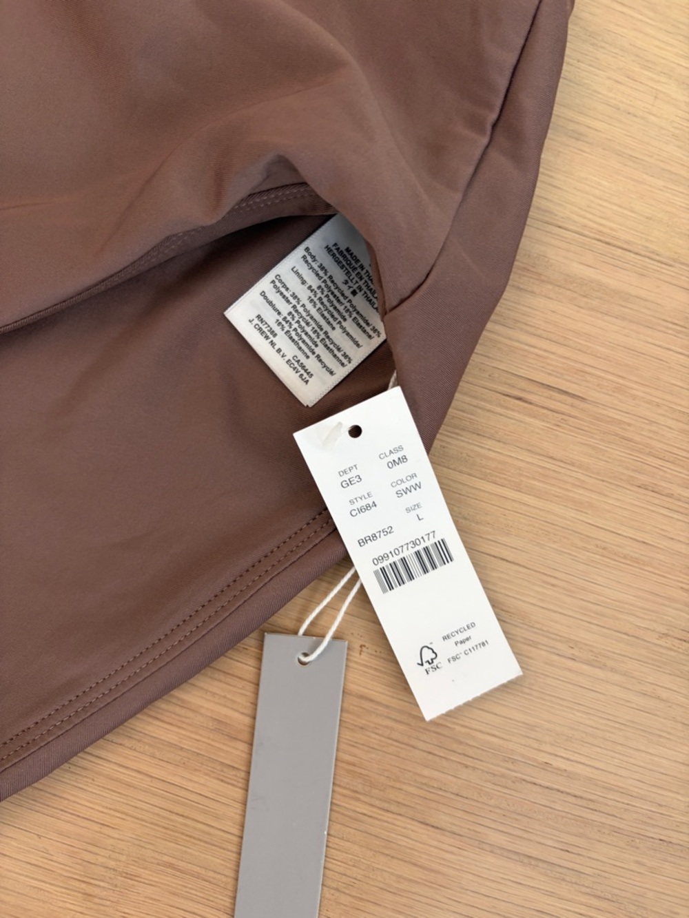 J.Crew Hallie High Rise Bikini Bottom in Smoky Willow Wood, L, NWT - Picture 3 of 5